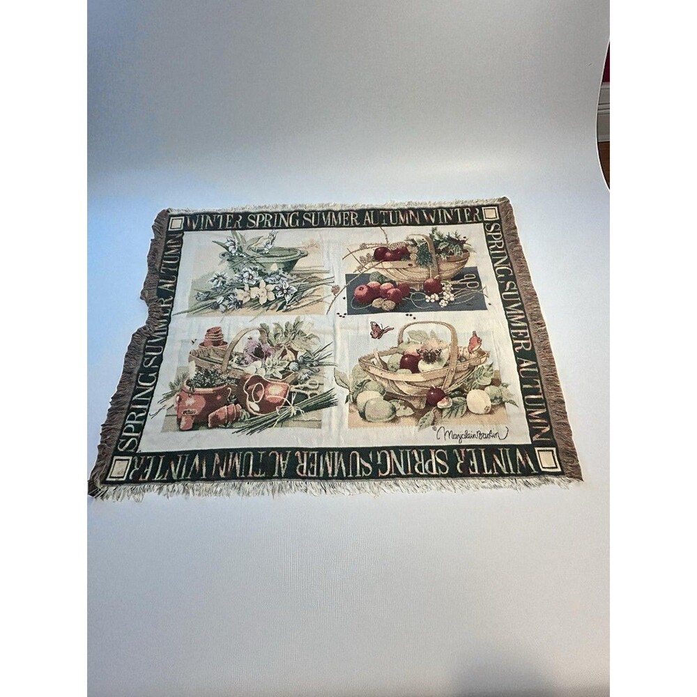 Marjolein Bastin Throw Blanket Goodwin Weavers Seasons Basket Garden 60 x 45 USA